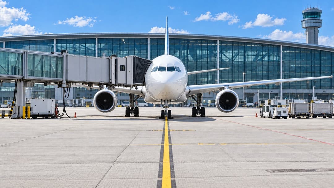 A plane at the gate at Brussels Airport