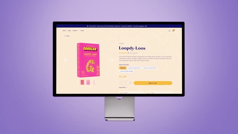 Barilla protein pasta web shop on a screen