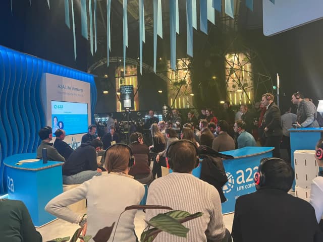A member panel on the A2A stage at Slush